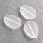 Plastic Engraved Bead -  Leaf 20x15MM MATTE CRYSTAL