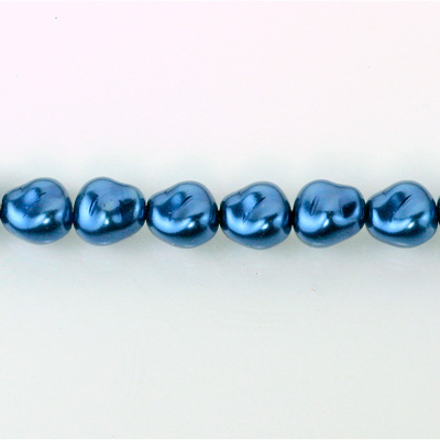 Czech Glass Pearl Bead - Potato 11x9.5MM NAVY 70467