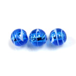Czech Glass Lampwork Bead - Round 10MM AQUA WHITE SWIRL SILVER LINE 60252