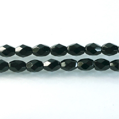 Czech Glass Fire Polish Bead - Oval 07x5MM JET