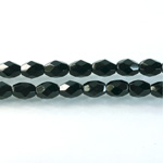 Czech Glass Fire Polish Bead - Oval 07x5MM JET