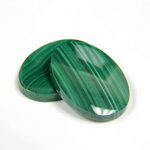 Gemstone Flat Back Single Bevel Buff Top Stone - Oval 25x18MM MALACHITE