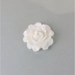 Plastic Carved No-Hole Flower - Rose Bloom 22.5MM OPAQUE WHITE