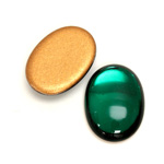 Glass Medium Dome Foiled Cabochon - Oval 25x18MM EMERALD