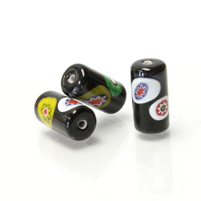 Glass Lampwork Bead - Tube Smooth 16x6MM VENETIAN BLACK