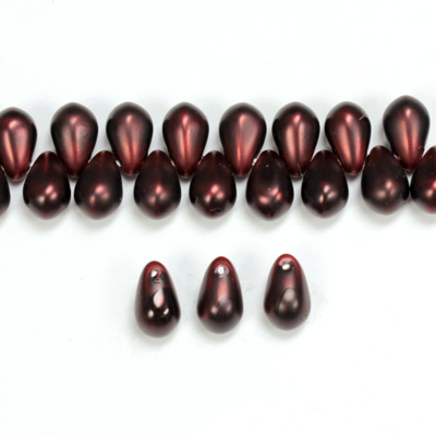 Glass Pendant Pearl Drop 8x6MM MATTE CHOCOLATE