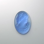 German Glass Cameo Woman Oval 25x18MM MATTE SAPPHIRE Foiled