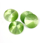 Fiber-Optic Flat Back Cabochon - Rauten Rose Round 15MM CAT'S EYE LT GREEN