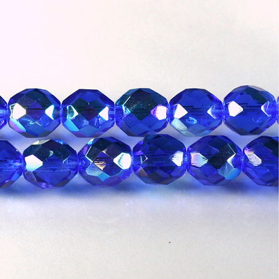 Czech Glass Fire Polish Bead - Round 10MM SAPPHIRE AB
