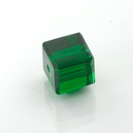 Chinese Cut Crystal Bead 18 Facet - Cube 04x4MM DARK EMERALD