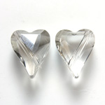 Chinese Cut Crystal Bead - Heart 12x10MM GREY LUMI COAT