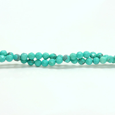 Gemstone Bead - Faceted Round 04MM HOWLITE DYED CHINESE TURQ