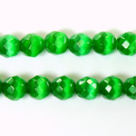 Fiber Optic Synthetic Cat's Eye Bead - Round Faceted 08MM CAT'S EYE GREEN