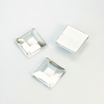 Plastic Flat Back Foiled Rose Cut Rhinestone - Square 12x12MM CRYSTAL