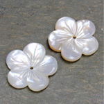 Shellstone Flower Carved 5 Petal with Center Hole 20MM WHITE MOP