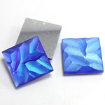 Glass Nugget Top Foiled Cabochon - Square 25x25MM MATTE SAPPHIRE AB