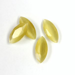Fiber-Optic Flat Back Stone with Faceted Top and Table - Navette 15x7MM CAT'S EYE LT BROWN