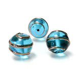 Czech Glass Lampwork Bead - Round 14MM COPPER WRAP AQUA