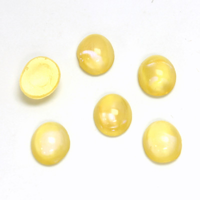 Glass Medium Dome Lampwork Cabochon - Oval 10x8MM MOONSHINE YELLOW (1659)