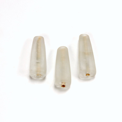 Indian Glass Lampwork Bead - Oblong Smooth 27x9MM MATTE CRYSTAL