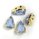 Crystal Stone in Metal Sew-On Setting - Pear 08x4.8MM LT SAPPHIRE-GOLD
