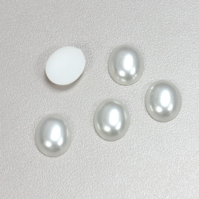 Plastic Medium Dome Pearl Cabochon - Oval 12x10MM WHITE