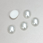 Plastic Medium Dome Pearl Cabochon - Oval 12x10MM WHITE
