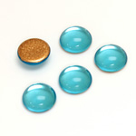 Glass Medium Dome Foiled Cabochon - Round 11MM AQUA