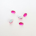 Plastic Flat Back Foiled Rose Cut Rhinestone - Oval 06x4MM FUCHSIA