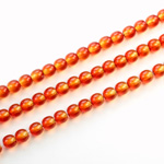 Czech Pressed Glass Bead - Smooth 2-Tone Round 04MM COATED ORANGE-YELLOW 64815