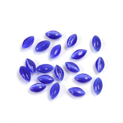 Fiber-Optic Cabochon - Navette 06x3MM CAT'S EYE ROYAL BLUE