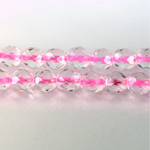 Czech Glass Fire Polish Bead - Round 08MM CRYSTAL PINK LINE
