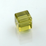 Chinese Cut Crystal Bead 18 Facet - Cube 04x4MM LT OLIVINE