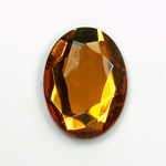 Glass Flat Back Rose Cut Faceted Foiled Stone - Oval 25x18MM TOPAZ