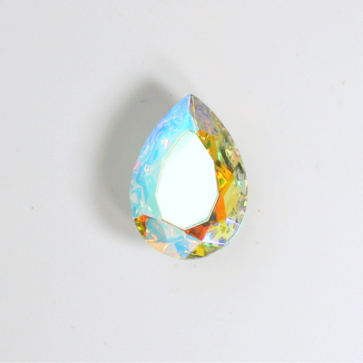 Glass Point Back Foiled Tin Table Cut (TTC) Stone - Pear 15x11MM CRYSTAL AB