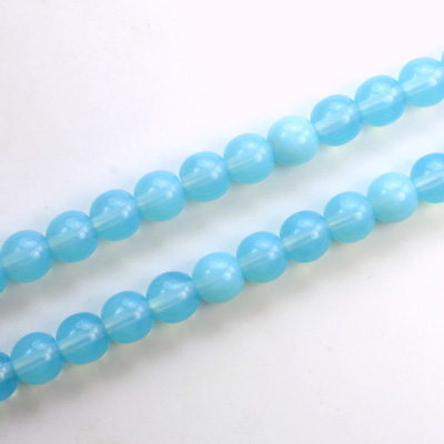 Czech Pressed Glass Bead - Smooth Round 06MM OPAL AQUA