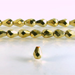 Czech Glass Fire Polish Bead - Pear 08x6MM Full Coated AURUM 97487