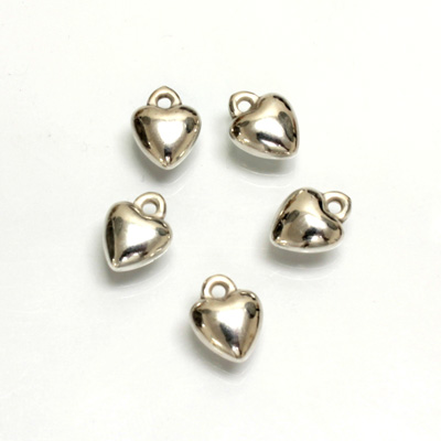 Metalized Plastic Pendant- Smooth Heart 08MM SILVER