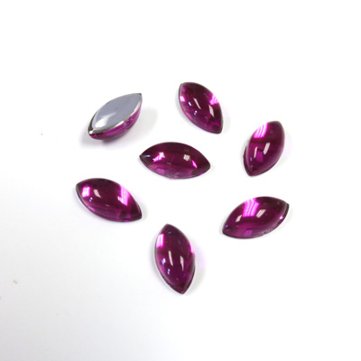 Plastic Flat Back Foiled Cabochon - Navette 10x5MM FUCHSIA