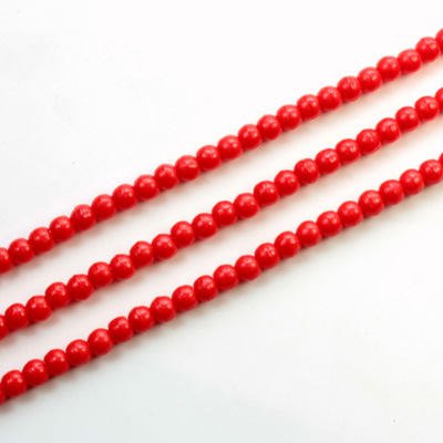 Czech Pressed Glass Bead - Smooth Round 03MM CHERRY RED