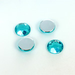 Plastic Flat Back Foiled Rose Cut Rhinestone - Round 11MM AQUA