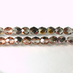 Czech Glass Fire Polish Bead - Round 06MM 1/2 Coated CRYSTAL/COPPER