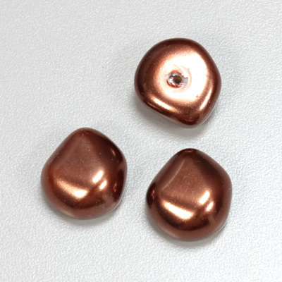 Glass Cabochon Baroque Top Pearl - Potato 18x16MM DARK BROWN