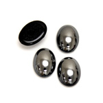 Glass Medium Dome Cabochon - Coated Oval 14x10MM HEMATITE