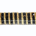 Czech Rhinestone Rondelle - Square 08MM JET-GOLD