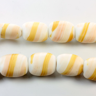 Glass Lampwork Bead - Keg Smooth 19x14MM MATTE STRIPE CARAMEL