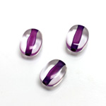 Plastic Bead - Color Lined Smooth Flat Keg 13x10MM CRYSTAL PURPLE LINE