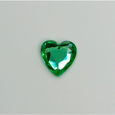 Glass Flat Back Rose Cut Fancy Foiled Stone  - Heart 12x11MM PERIDOT