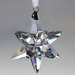 Asfour Crystal Suspended Star Pendant - CRYSTAL AB SUNCATCHER with Silver Cap and white ribbon