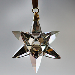 Asfour Crystal Suspended Star Pendant - CRYSTAL SATIN SUNCATCHER with Silver Cap and white ribbon